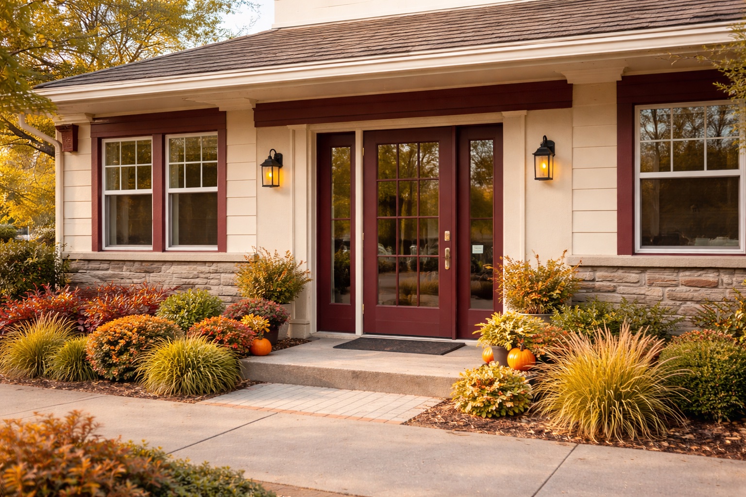 Maple Street Family Dental office exterior in autumn