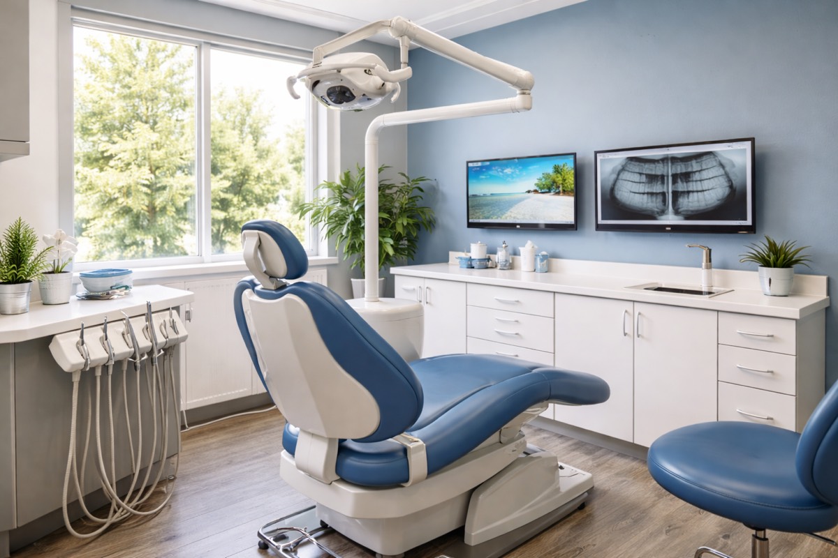 Modern treatment room at Maple Street Family Dental