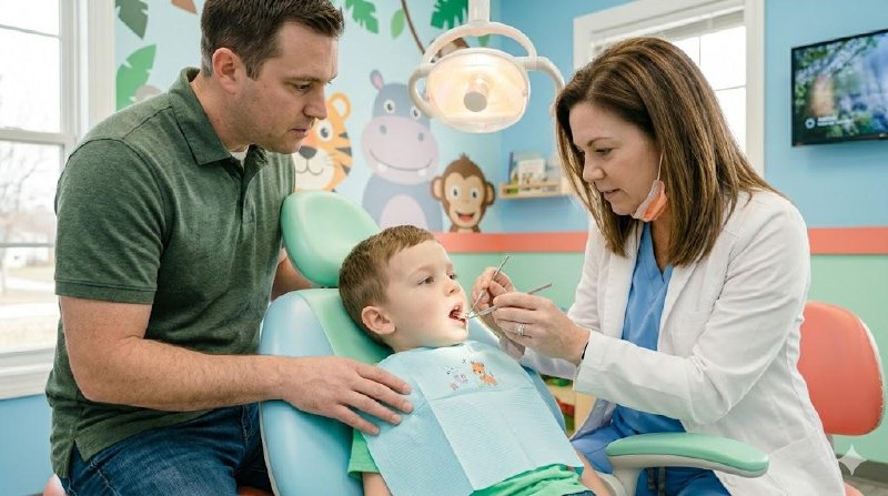 Parent and child at dental visit
