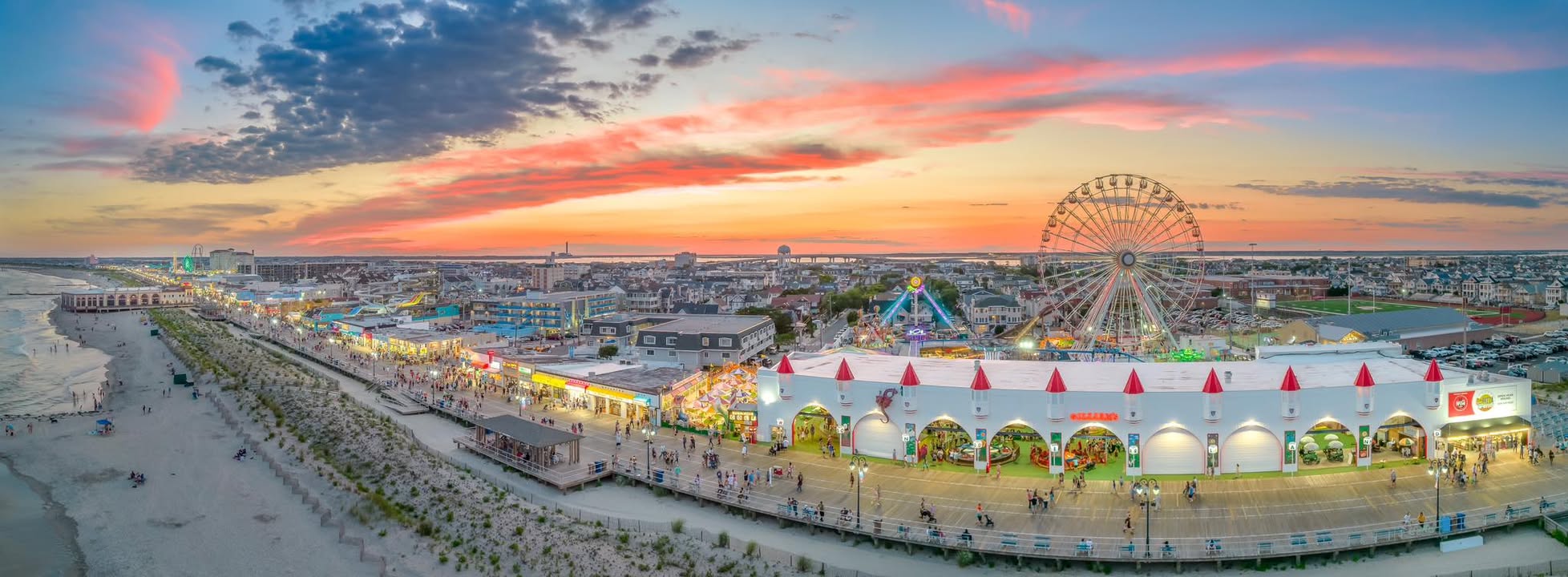 Ocean City, New Jersey boardwalk at sunset